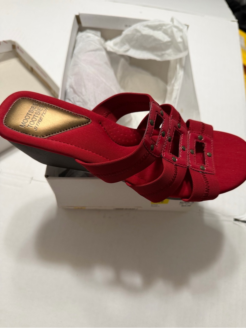 Kohl's Red Strappy Wedge Heels with Buckle Detail